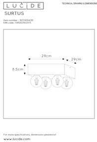Lucide 30174/04/30 - Mennyezeti lámpa SURTUS 4xE27/60W/230V