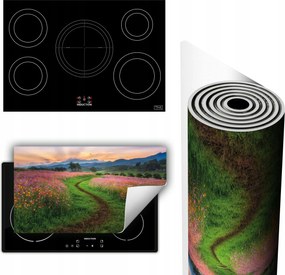 Vinil Szőnyeg Tűzhelyvédelem Asztallap 90x52 Tájkép virágok