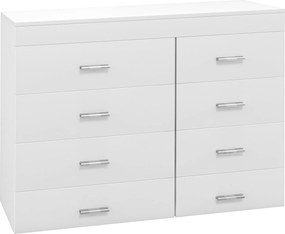 HOMCOM Mobil Fiókos Szekrény Fa Anyagból Hálószobába, Konyhába, Fürdőszobába 90×35×73cm Fehér | Aosom