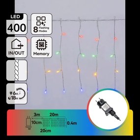 Aigostar - LED kültéri karácsonyi fényfüzér, 400 LED/8 üzemmód, 23x0,4 m, IP44, többszínű