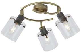 Design mennyezeti spotlámpa bronz színben, átlátszó üveggel, kerek, 3-lámpás - Domo