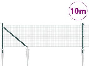 Hegesztett Drótkerítés 7 Cölöppel Zöld 0.4x10 m Acél