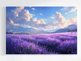 Poszter Tájkép Hegyek Dombok Mezők Levendula Felhők 60x40