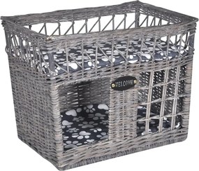 vidaXL Négyzet alakú fűzfa macskabútor kisállatház/ágy/kaparóoszlop párnával