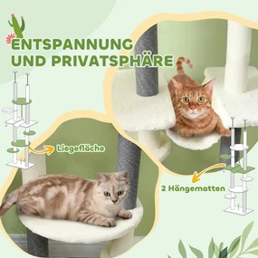 PawHut macskakaparó, platformok és függőágyak, felborulás elleni védelem, fehér