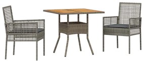 vidaXL Kert étkező szett 3 pcs Szürke polirattan