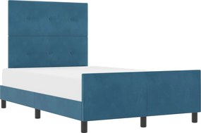 vidaXL Boxrugós ágy fejtámlával Sötét kék 120 x 190 cm Bársony