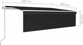 Antracitszürke redőnyös, LED-es, szélérzékelős napellenző 5x3 m