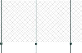 vidaXL Kerítés oszlopokkal Zöld 1,4 x 25 m Acél és PVC