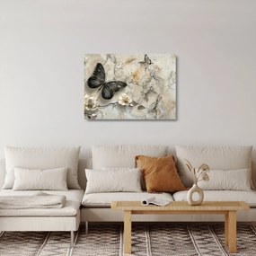 Üveg kép - Márvány háttér pillangókkal (70x50 cm)