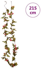 6 db rózsa karácsonyi virágfüzér 215 cm