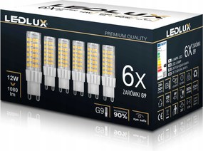 6X Led izzó G9 12W =95W meleg semleges hideg prémium Ledlux nem villog