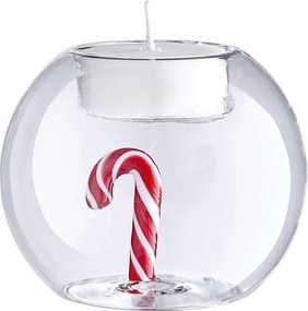 MERRY BRIGHT üveg gyertyatartó gömb Ø8cm , cukorpálca