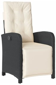 3 részes fekete polyrattan bisztrógarnitúra párnával
