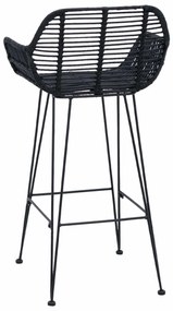 Bárszék 2 pcs Fekete 55 x 52 x 92 cm Rattan és Vas