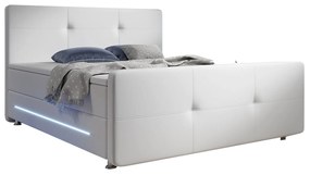 Rugós ágy Oakland 140 x 200 cm műbőr, matracokkal fehér színben