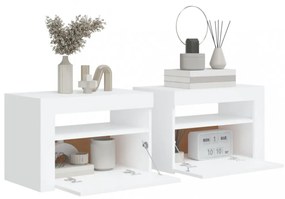 2 db fehér éjjeliszekrény LED-del 60 x 35 x 40 cm