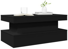 fekete dohányzóasztal LED-lámpákkal 90x50x40 cm