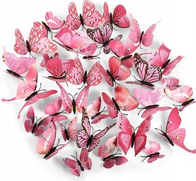 3D pillangók fali dekoráció, mágneses matricák 62 db