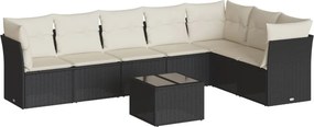 vidaXL 8 részes fekete polyrattan kerti ülőgarnitúra párnákkal