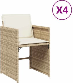 vidaXL 4 db bézs polyrattan kerti szék párnával