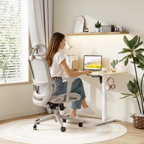 Ergonomikus irodai forgószék Neyo deréktámasz, fejtámla, háló, szürke