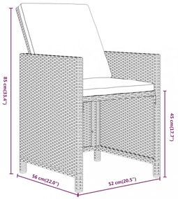 13 részes fekete polyrattan kerti étkezőgarnitúra párnákkal