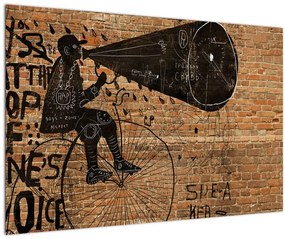 Kép - Férfi kerékpáron Banksy stílusában (90x60 cm)