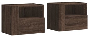 2 db barna tölgy színű fali éjjeliszekrény 45 x 30 x 35 cm