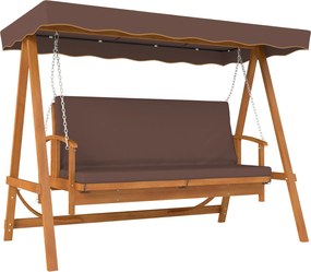 Outsunny 2 az 1-ben Hollywood Felső Kerti Hintaágy, Hátradőlő Funkcióval, 3 Személyes Fából Készült Kerti Hinta, Nappali Kanapé Párnával, 330 kg-ig, K