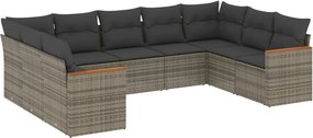 vidaXL 9 részes szürke polyrattan kerti ülőgarnitúra párnákkal