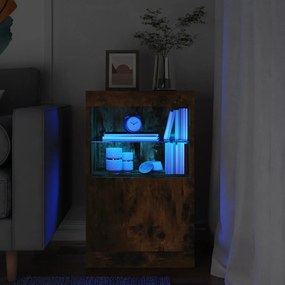 füstös tölgy színű tálalószekrény LED-ekkel 41 x 37 x 67 cm
