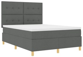 box spring ágy matraccal és LED-del sötétszürke 140x190 cm szövet