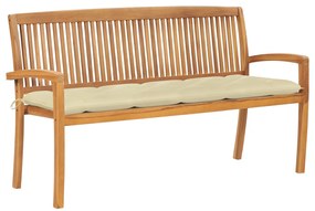 vidaXL tömör tíkfa rakásolható kerti pad párnával 159 cm