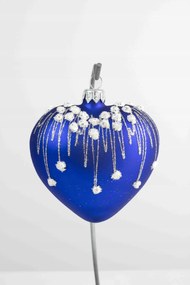 Karácsonyfadísz Sötétkék szív 1 db