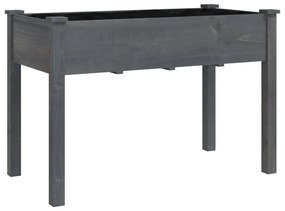 szürke tömör fenyőfa kerti ültetőláda béléssel 118 x 59 x 76 cm