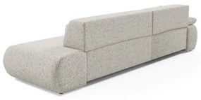 PRATO L alakú balos kihúzható sarokkanapé tárolóval, bézs