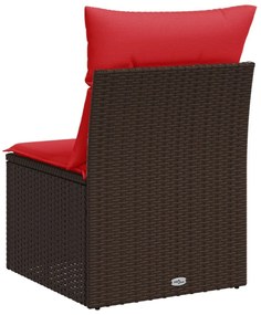 barna polyrattan kerti kanapé karfa nélkül párnákkal