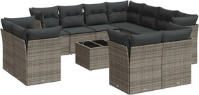 vidaXL 12 részes szürke polyrattan kerti ülőgarnitúra párnákkal