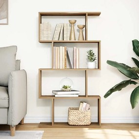4 szintes kézműves tölgy fa elválasztó könyvespolc 70x24x129 cm