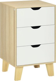 HOMCOM 3-Fiókos Éjjeliszekrény Emelt Alapú Ruhásszekrény a Hálószobába, Nappaliba vagy Előszobába Modern Stílusban, Billenésgátlóval, 40x35x68.5 cm, T