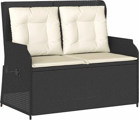 vidaXL fekete polyrattan dönthető kerti pad párnával