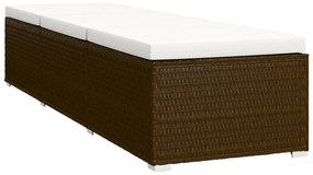 3 részes barna polyrattan kerti napozóágy szett asztallal