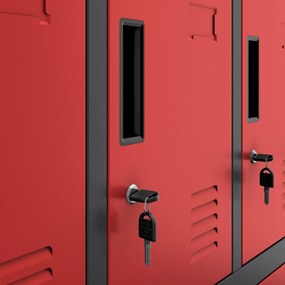 Fém öltözőszekrény ROBERT 1360 x 1720 x 450 mm, antracit-piros