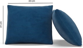 Dekoratív párna, 2 db, hab töltet, kordbársony, kék