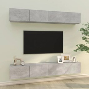 4 db betonszürke fali TV-szekrény 100 x 30 x 30 cm