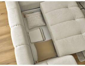 Bézs kinyitható-tárolóhelyes sarokkanapé (jobb oldali-L alakú) Fuji – Bobochic Paris