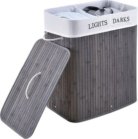 Bambusz szennyestartó 2 rekesszel 100 L szürke