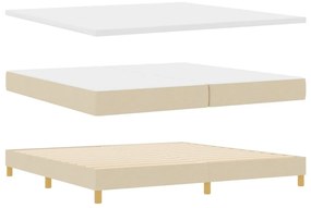 Boxspring Ágy Mattal és Pad Krém 200x200 cm Szövet