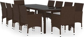 vidaXL 11 részes barna polyrattan kültéri étkezőgarnitúra
